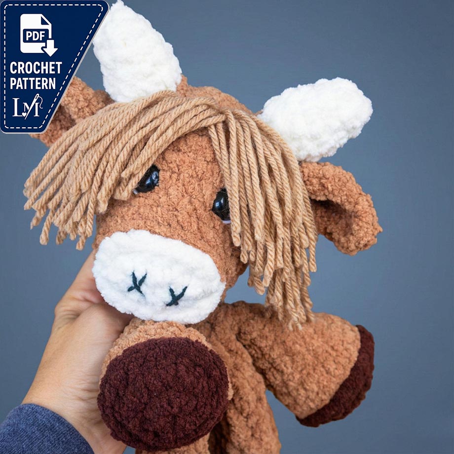Highland Cow Crochet Pattern PDF Download | Crochet Animal Patterns | Easy Amigurumi Plushies for Beginners